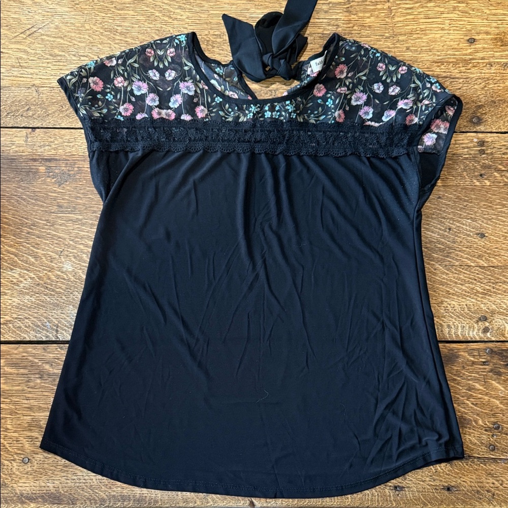 Faith and Joy Black and Pink Floral Top